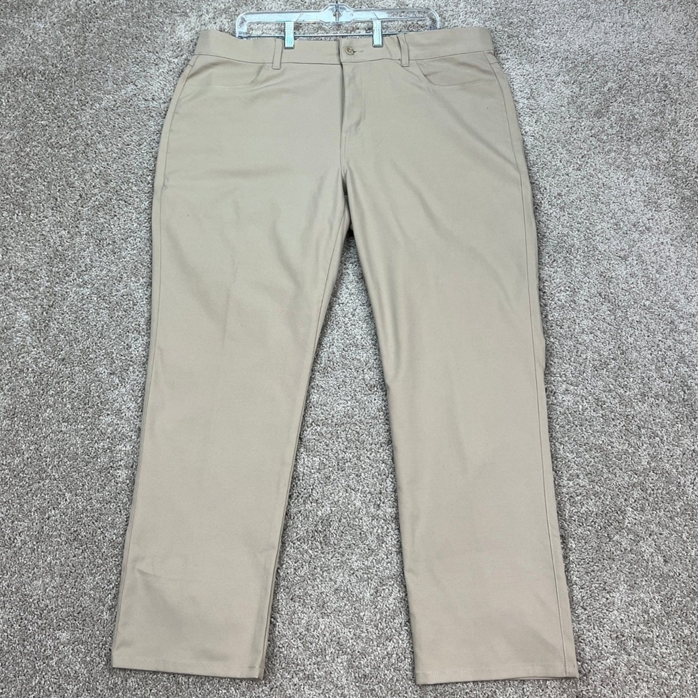 Pebble Beach Pants Mens 40x30 Khaki Tan Flat Front Straight Leg Performance Golf